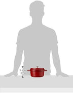 STAUB Cast Iron Round Cocotte, Dutch Oven, 2.75-quart, serves 2-3, Made in France, Cherry