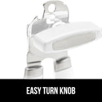 GORILLA GRIP Heavy Duty Stainless Steel Smooth Edge Manual Can Opener and Bottle Openers, Soft Comfortable Handle, Oversized Handheld Turn Knob, US Designed Multifunctional Kitchen Tool, White