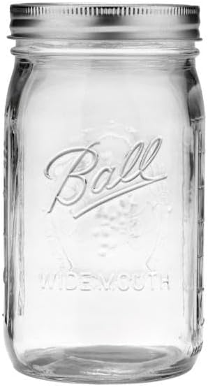Ball Wide Mouth Clear Glass Canning Quart 32 Oz Mason Jars with Lids, 12 Pack