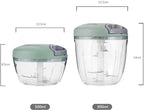 Food Chopper,Garlic Chopper with Container,Vegetable Kitchen Cutter,Pull String Hand Manual Food Processor Sharp Blades Mincer Shredder for Cutting Onions Chili Ginger Seasoning (Green, 500ml)