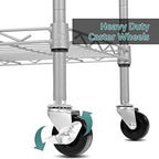 Himimi 6-Tier Wire Shelving Unit with Wheels - Adjustable Metal Storage Rack for Garage, Kitchen, Office, Pantry - Easy Assembly, Rolling Steel Shelves with Stainless Side Hooks, Silver Grey