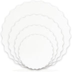 qiqee 8 Inch White Wave Cake Boards Round 15-Packs Circles Rounds Base Food-Grade Cardboard Wave Cake Plate（Thinner But Stronger）