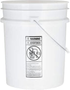 House Naturals 5 Gallon Premium HPDE Plastic Bucket - Made in USA Food Grade Storage Container, BPA Free All Purpose Pail (4, White)