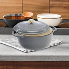 Best Choice Products 6 Quart Enamel Cast-Iron Round Dutch Oven, Family Style Heavy-Duty Pre-Seasoned Cookware for Home, Kitchen, Dining Room, Oven Safe w/Lid, Dual Handles - Graphite Gray