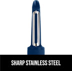 GORILLA GRIP Patented BPA-Free Sharp Stainless Steel Dual Swivel Vegetable Peeler, Soft Comfortable Handle, Smoothly Peel Apples, Potatoes, Carrots, Includes Blade Cover, Kitchen Tool Peelers, Blue
