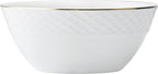 Mikasa Trellis Gold Rim Bone China Lightweight Chip Resistant 12 Piece Dinnerware Set, Service for 4