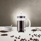 Bodum 34oz Chambord French Press Coffee Maker, High-Heat Borosilicate Glass, Stainless Steel, White – Made in Portugal
