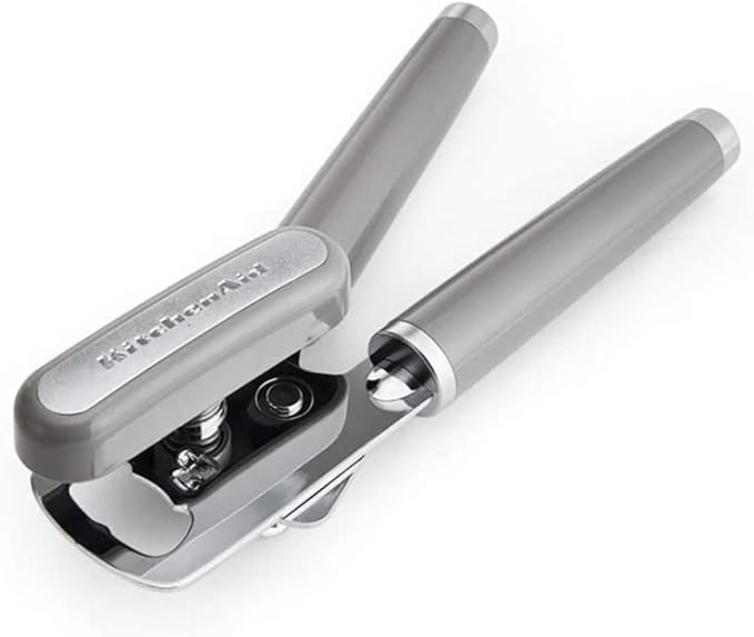 KitchenAid Classic Multifunction Can Opener and Bottle Opener Easy to Use, Razor Sharp Stainless Steel Cutting Wheel, Soft Ergonomic Handles, Gray