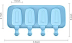 Ouddy Life Popsicle Molds Set of 2, Ice Pop Molds Silicone 4 Cavities Ice Cream Mold Oval Cake Pop Mold with 50 Wooden Sticks for DIY Popsicle, Green Blue