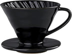Pour Over Coffee Maker, Single Cup Coffee Dripper, Manual Porcelain Slow Brewing Accessories for Travel, Camping, Office, Home, Cafe, Coffee Gifts (Black, Large)