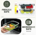 KOMUEE 10 Packs 30 oz Glass Meal Prep Containers,Glass Food Storage Containers with Lids,Airtight Lunch Bento Boxes,Microwave,Freezer and Dishwasher,Gray