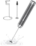 Maestri House Rechargeable Milk Frother with Stepless Speed Control, LunaFro Max Handheld Electric Foam Maker Waterproof Drink Mixer Foamer with Stand & Detachable Whisks for Lattes, Cappuccino