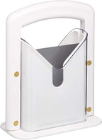 Hoan The Original Bagel Guillotine Slicer - 9.25-Inch Stainless Steel Blade Slicer - Safe and Efficient Easy Bagel Cutter for Muffins, Rolls, Buns with Precision Ground Serrated Blade (White)