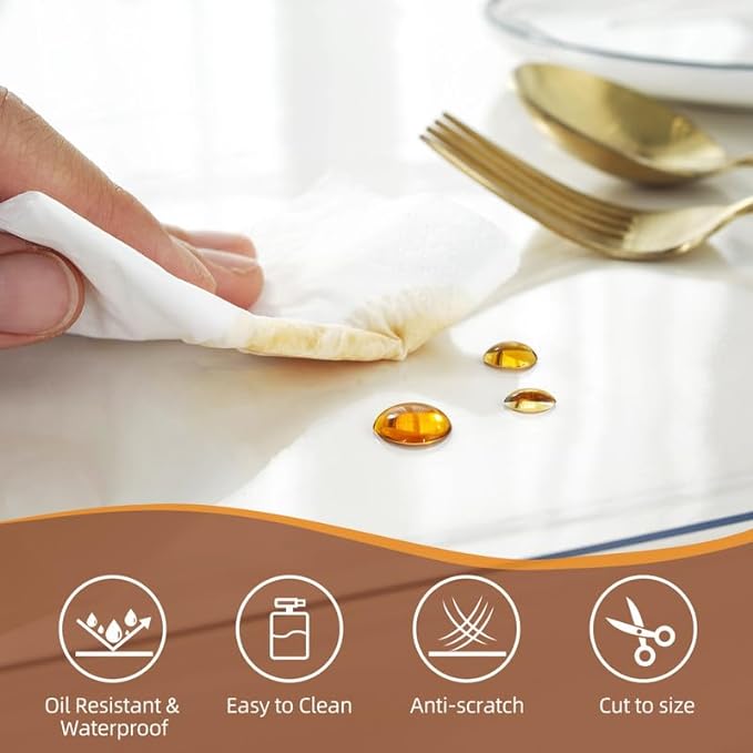 Warmstar Clear Table Cover Protector 16 x 60 Inch,1.5mm Thick Plastic Table Cover Rectangle,PVC Clear Table Protector,Desk Protector Mat for Kitchen, Dresser, Writing Desk，Dining Room Table