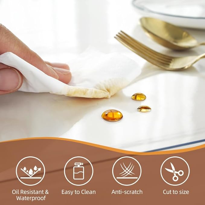 Warmstar Clear Table Cover Protector 36 x 66 Inch,1.5mm Thick Plastic Table Cover Rectangle,PVC Clear Table Protector,Desk Protector Mat for Kitchen, Dresser, Writing Desk，Dining Room Table