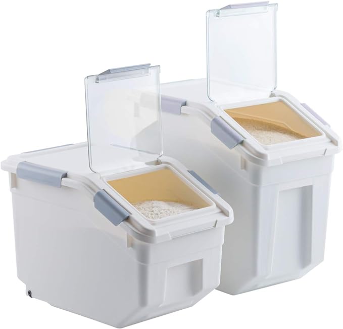 CITY BABY 2 Pack Airtight Flour Storage Container With Scoop,Dry Food, Sugar, Baking Supplies,Rice Container Set -BPA Free- Pet Food Storage Container,Dog Cat Birds Food Bin(13LB)