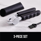 GORILLA GRIP Garlic Press and Peel Set, Heavy Duty Mincer Tool, Large Ergonomic Handle, Easily Mince, Crush Garlics Ginger Nuts, Peeler Included for Peeling Cloves, Holiday Prep Kitchen Gadgets, Black