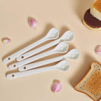 White Long Handle Porcelain Spoons Coffee, Tea, Yogurt and Ice-cream, Cutlery Fitting Paw Ceramic Spoons 5.7 Inch Set of 10 (10, Paw-5.7 inch)