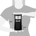 Elite Gourmet EHC112 Personal Single-Serve Compact Coffee Maker Brewer Includes 14Oz. Thermal Travel Mug with Stainless Steel Interior, Compatible with Coffee Grounds, Reusable Filter, Black