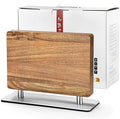 Strong Double Sided Magnetic Knife Block Without Knives, with Acacia Wood+430 Stainless Steel Base，Magnetic Universal Stands with Strong Enhanced Magnets Strip Kitchen Storage Cutlery Large Organizer