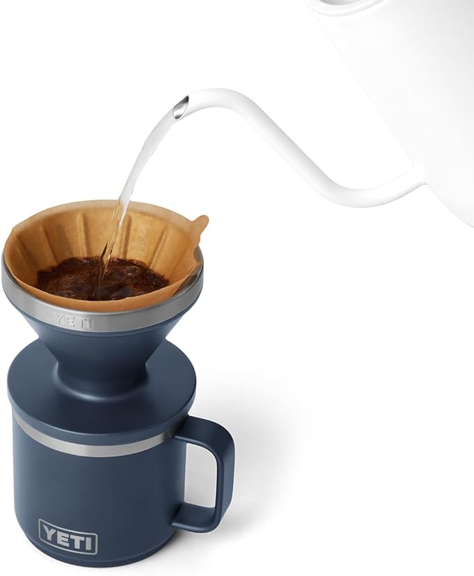 YETI Pour Over Coffee Maker Accessory Ramblers, Designed for Perfect Coffee Extraction Anywhere, Stainless Steel, fits any V60 Filter, Navy