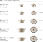 Vermicular Oven Pot | Non-Toxic Enameled Cast Iron Pot | 18cm (1.8 Qt) | Oven-safe | Induction-compatible | Dutch Oven | Made in Japan | Serves 1-2 | Pearl Brown