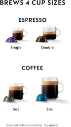 Nespresso Vertuo Plus Deluxe Coffee and Espresso Maker by Breville, Black