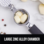 GORILLA GRIP Garlic Press and Peel Set, Heavy Duty Mincer Tool, Large Ergonomic Handle, Easily Mince, Crush Garlics Ginger Nuts, Peeler Included for Peeling Cloves, Holiday Prep Kitchen Gadgets, Black