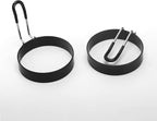 3.5" Egg Rings Mold with Plastic Handle, Round Mold for English Muffins - Griddle Cooking Shaper for Indoor Camping Breakfast Sandwiches w/Silicone Oil Brush (3.5 inch Plastic handle)