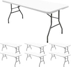 6 Pack Stretch Fabric Table Top Cap Cover, fits 6' Tables, Spandex Table Covers Washable Elastic Universal Rectangle Tablecloth Protector for Indoor Outdoor Party Picnic Wedding, White, 30" W x 72" L