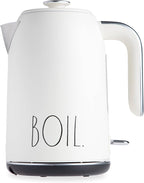 Rae Dunn Electric Hot Water Kettle - Stainless Steel Coffee Maker, Tea Kettle, Swivel Base, With Automatic Shut Off Boil-Dry Protection, Easy Pour Pitcher, 1500 Watt Boiling Power, 1.7 Liters, Cream