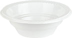 PLASTICPRO Round Plastic 12 ounce Bowls Microwaveable, Disposable, White, Dinnerware 100 Count