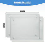 Tempered Glass Cutting Board for Kitchen, Clear Glass Board for Countertop, Heat Resistant, with Non-Slip Feet, 12x16" 2 Pcs Clear