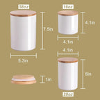 Sweejar Ceramic canisters for kitchen counter,Stackable Food Containers Set with Airtight Seal Bamboo Lid for Serving Ground Coffee, Tea, Spice, Flour and Sugar-Set of 3 (White)