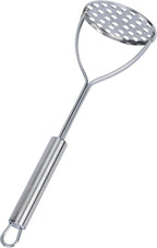 Restaurantware-German Standard Round-Faced Mashers With Ergonomic Handle, 24 Heavy-Duty Potato Mashers - Dishwashable, Durable, Stainless Steel Food Mashing Tool, For Avocado, Beans, Sweet Potatoes