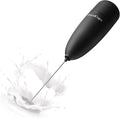Milk Frother Handheld – Electric Foam Maker Wand with Stainless Steel Whisk – Battery Powered Mini Mixer for Coffee, Matcha, Lattes & Cappuccinos, Black