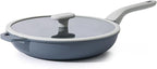PRICUSIS Nonstick Ceramic Frying Pan with Lid, Non Toxic Skillet, Healthy Egg & Omelet & Chef's Pan, PTFE PFOA & PFAS Free, Induction Compatible (12Inch W/L)