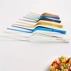 CREATIVECHEF 8 Inch Kitchen Tweezer, Stainless Steel Food Tongs, Kitchen Fine Tweezer, Fine tweezer tongs for food presentation (BLUE)