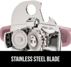 GORILLA GRIP Heavy Duty Stainless Steel Smooth Edge Manual Can Opener and Bottle Openers, Soft Comfortable Handle, Oversized Handheld Turn Knob, US Designed Multifunctional Kitchen Tool, Pink