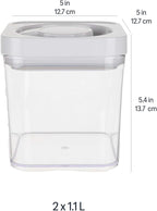 Amazon Basics Airtight Food Storage Containers, BPA Free, with Twist/Turn Lids, for Kitchen Pantry Organization, 10-Piece Square Set, Clear Plastic
