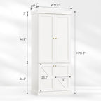 70.8" Tall Farmhouse Kitchen Pantry Cabinet with Doors, Modular Storage Cabinet with 4-Tier Adjustable Shelves, White, Wooden Hutch for Kitchen, Living Room