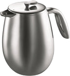 Bodum 51 oz Columbia Thermal French Press Coffee Maker, Insulated Double Wall Stainless Steel, Chrome
