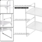 Expandable Cabinet Shelf Organizer, Stackable Pantry Cabinet Counter Under Sink Shelves Inside Cabinet Storage for Kitchen Bathroom Office, 2 Packs, White