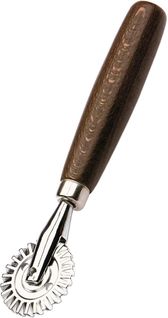 1.6" Pastry Wheel - Dough Stamp Cutter/Crimper, Pasta/Ravioli/Pie Maker, 4cm Stainless Steel Wheel Wooden Handle