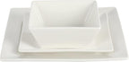 Gibson Home Zen Buffet Hard Square Porcelain Chip and Scratch Resistant Dinnerware Set, White, Service for 8 (24pcs)