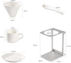 6-Piece Pour Over Coffee Maker Kit & Dripper Set with Foldable Stand, Cup, Spoon & Storage Bag - All-in-One Portable Coffee Brewing Kit for Camping, Home, Office