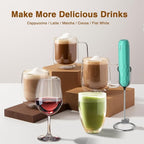 SUPRUS Ultra Fast Handheld Milk Frother Double Whisk with Stand 2 Batteries Stainless Steel for Lattes Cappuccino Matcha Hot Chocolate Coffee Bar Accessories Kitchen Gadgets Gift
