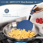 Silicone Spatula, Heat Resistant Kitchen Utensils for Non-Stick Cookware, Wide Slotted Pancake Spatulas Turner with Seamless Thin Edges for Egg, Omelette, Fish Slice (Half-Round Spatula)