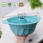 Kenond 2 PCS 9.5 Inch Silicone Cake Pans, Non-stick Fluted Cake Pan with Sturdy Handle, Cake Baking Molds, Perfect Bakeware for Cake, Jello, Gelatin, Bread, Para Gelatinas (Blue)