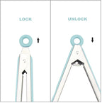 4 Pack Aqua Sky Kitchen Tongs, Premium Silicone BPA Free Non-Stick Stainless Steel BBQ Cooking Grilling Locking Food Tongs, 9-Inch & 12-Inch